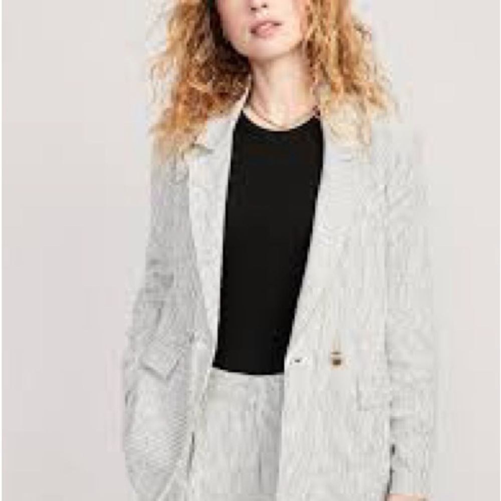 Old Navy Women's Gray Striped Blazer